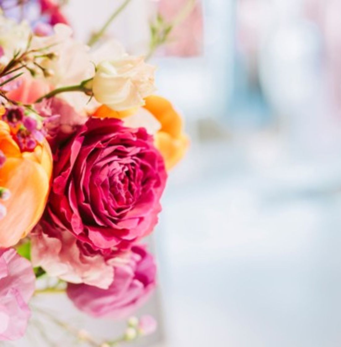Flower arrangement materials including fresh blooms, floral foam, ribbons, scissors, and greenery prepared for DBD HUB’s Floral Arrangement Workshop.