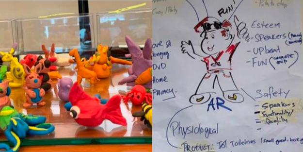 DBD HUB corporate wellness customised team building activity in Singapore featuring employees participating in the Why You So Like That? programme, creating animal figurines and completing personality profiling exercises to understand individual strengths, improve teamwork, communication, and workplace relationships.